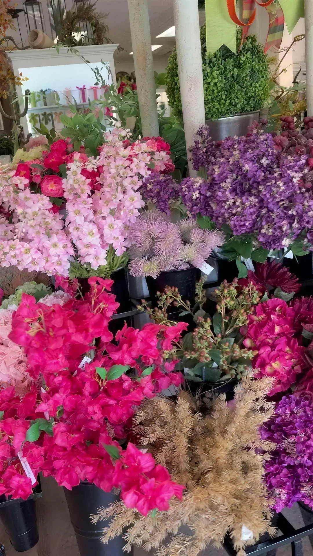 The floral wall in the store